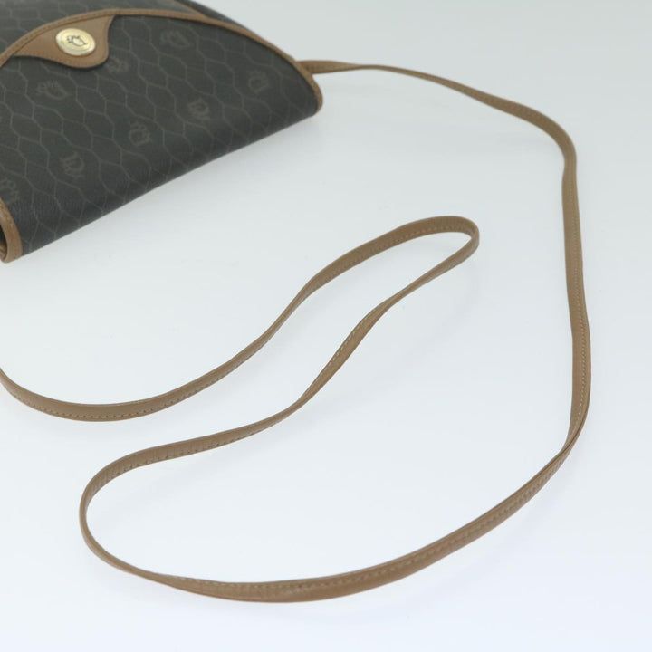 CHRISTIAN Top quality Dior Honeycomb Canvas Shoulder Bag PVC Leather Black Auth am5361