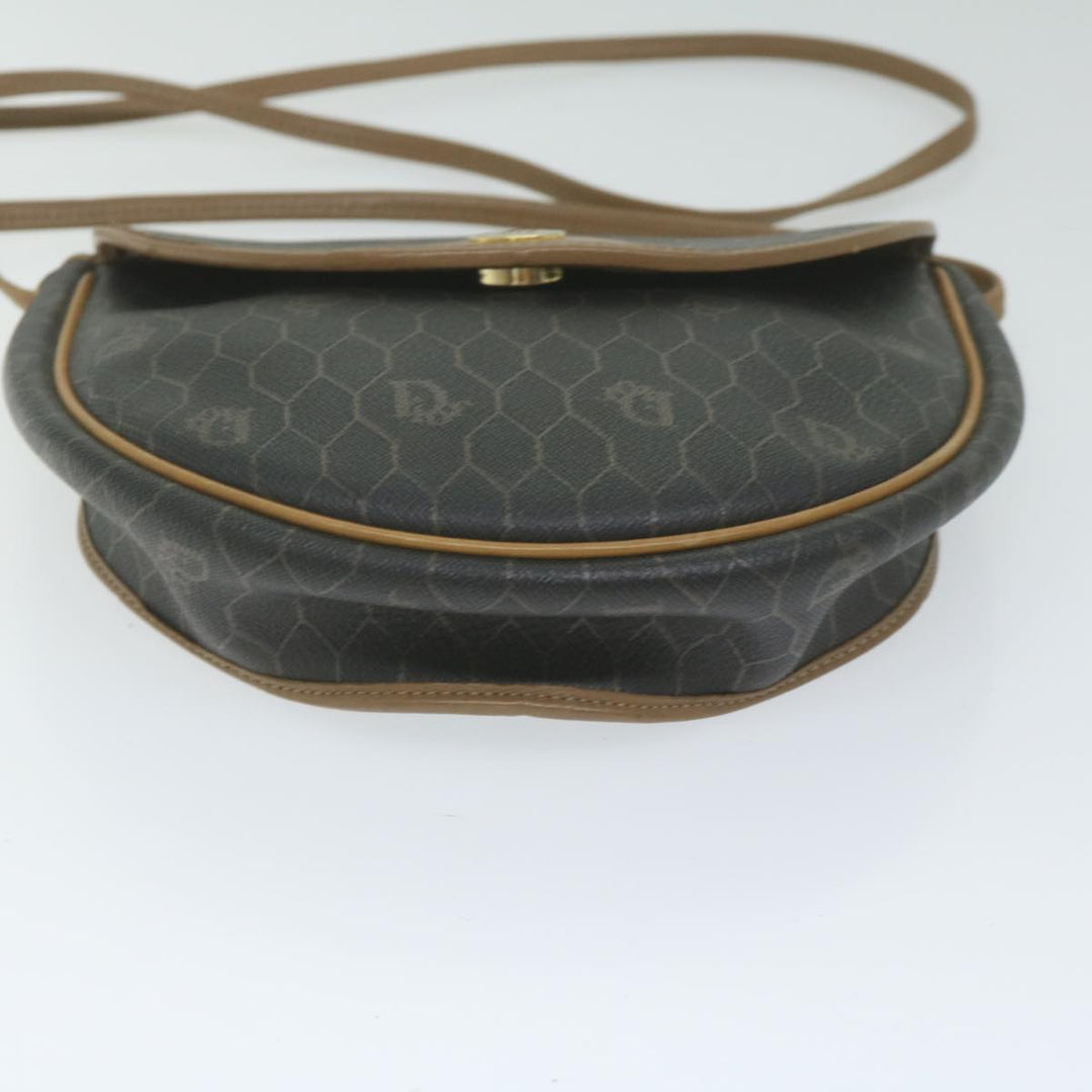 CHRISTIAN Top quality Dior Honeycomb Canvas Shoulder Bag PVC Leather Black Auth am5361