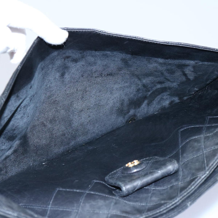 Chanel Bicolole Briefcase Lamb Skin Black CC Auth am5376