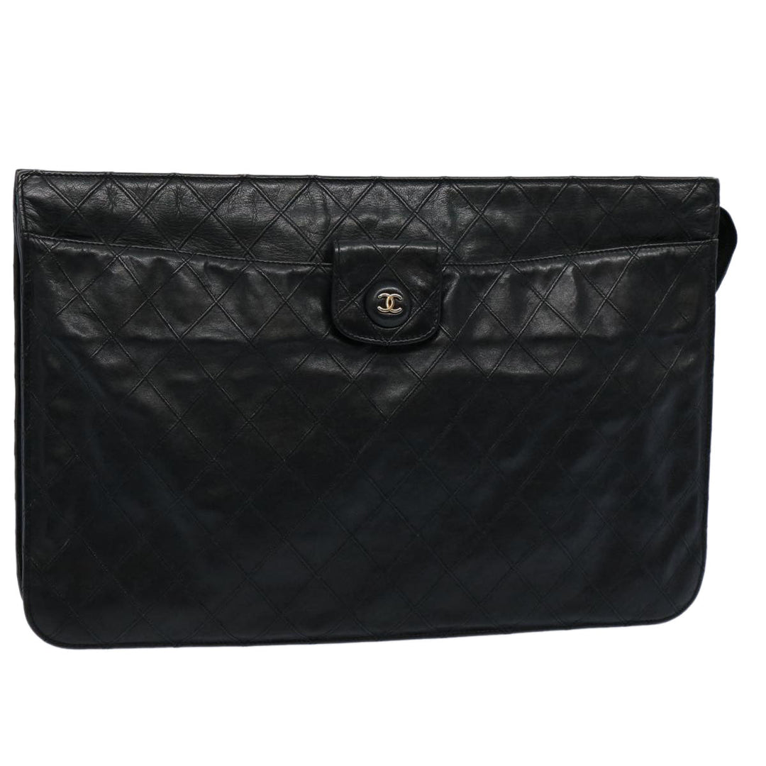 Chanel Bicolole Briefcase Lamb Skin Black CC Auth am5376
