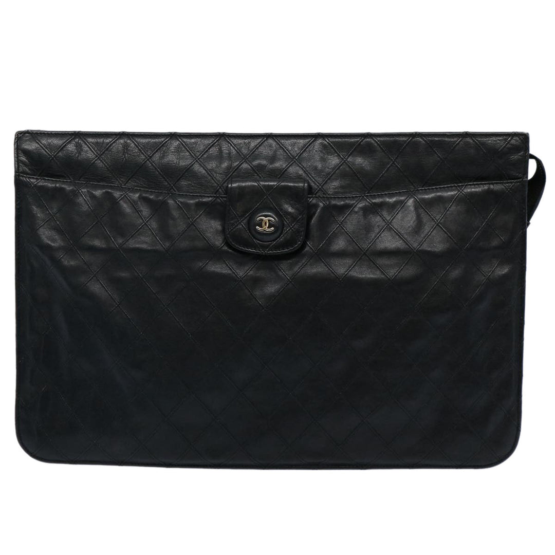 Chanel Bicolole Briefcase Lamb Skin Black CC Auth am5376