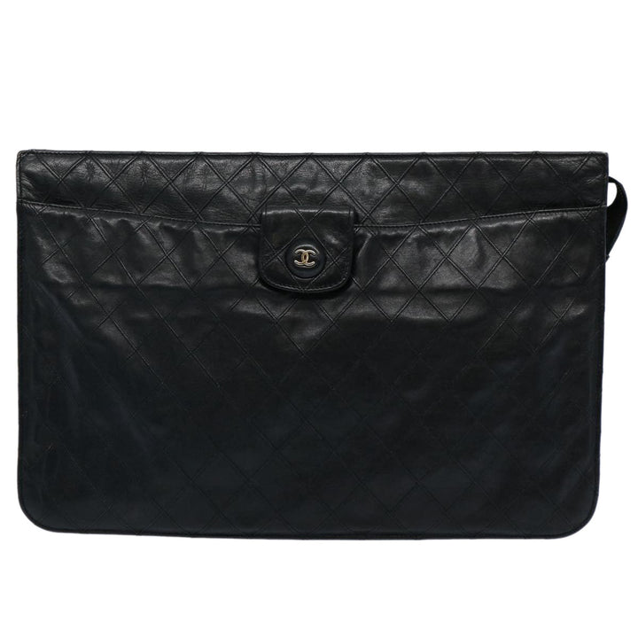 Chanel Bicolole Briefcase Lamb Skin Black CC Auth am5376