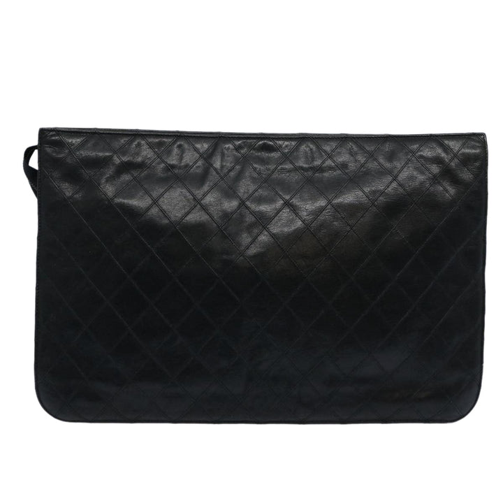 Chanel Bicolole Briefcase Lamb Skin Black CC Auth am5376