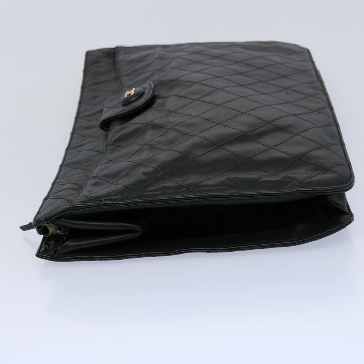 Chanel Bicolole Briefcase Lamb Skin Black CC Auth am5376