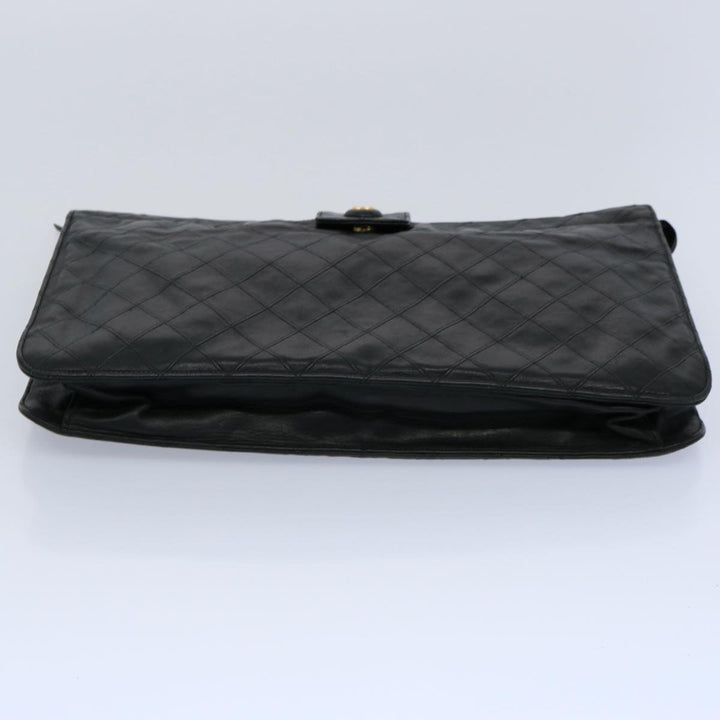 Chanel Bicolole Briefcase Lamb Skin Black CC Auth am5376