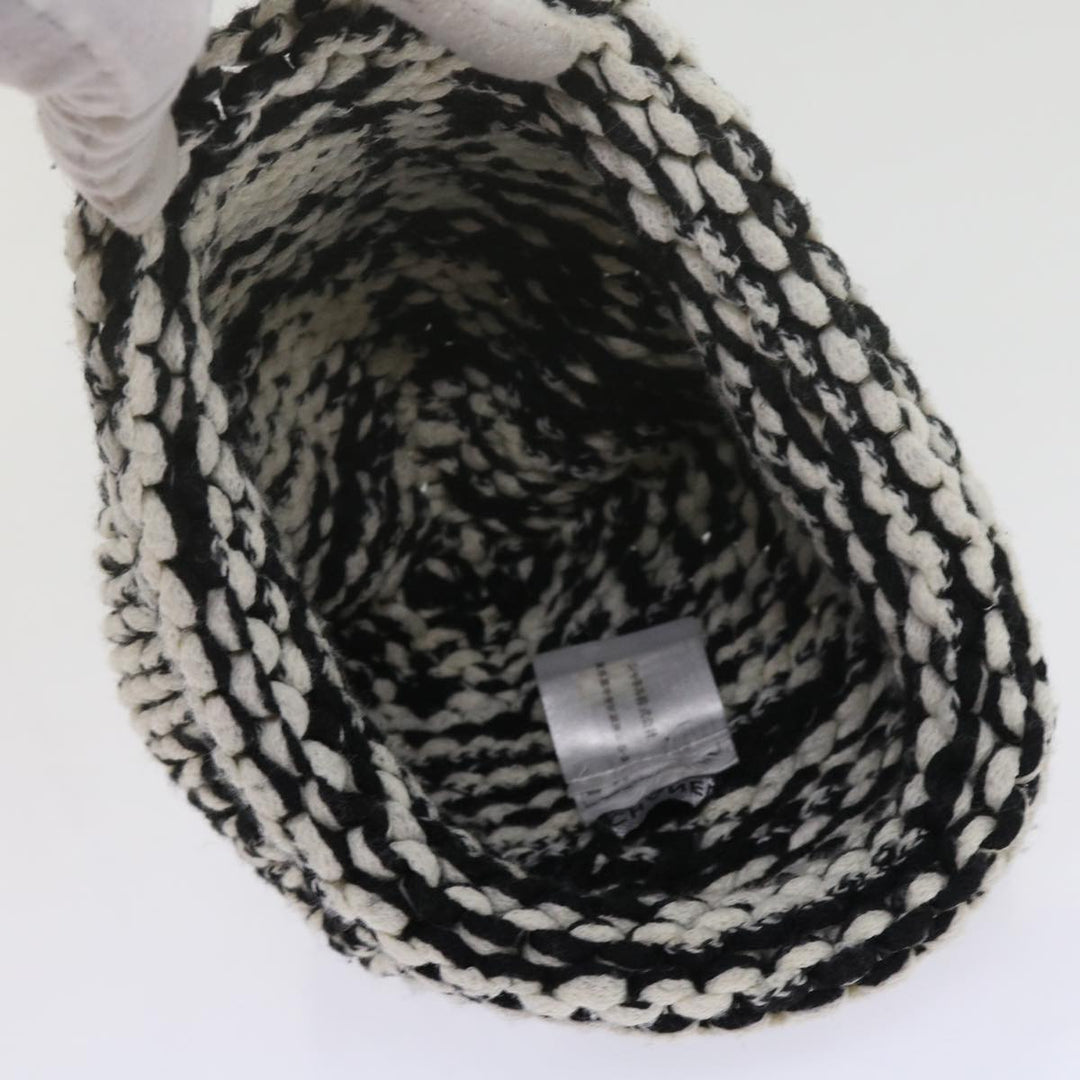 Top Quality Chanel COCO Mark Knitted Fabrics Hat Wool Black White CC Auth am5382