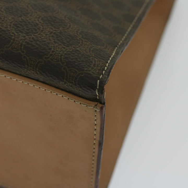 Celine Macadam Canvas Hand Bag PVC Leather Brown Auth am5411
