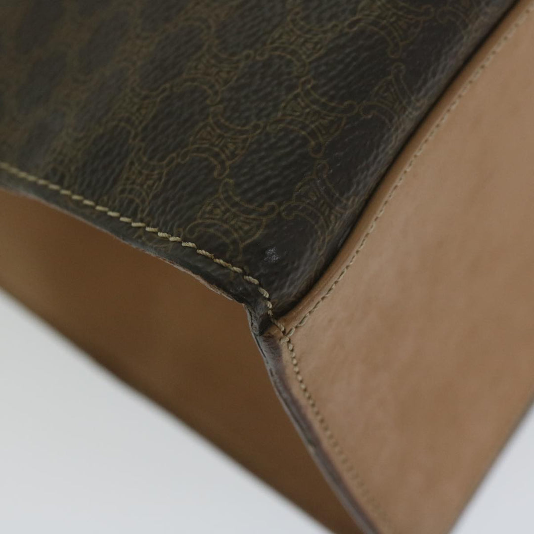 Celine Macadam Canvas Hand Bag PVC Leather Brown Auth am5411
