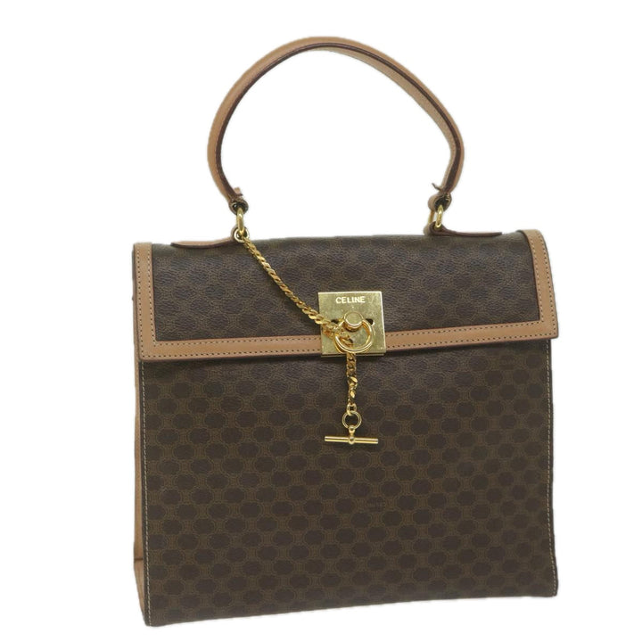 Celine Macadam Canvas Hand Bag PVC Leather Brown Auth am5411
