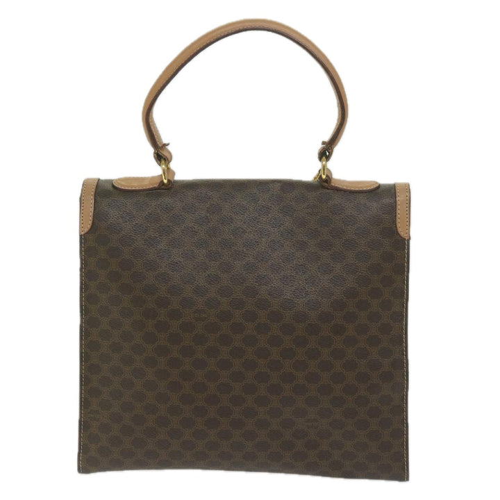 Celine Macadam Canvas Hand Bag PVC Leather Brown Auth am5411