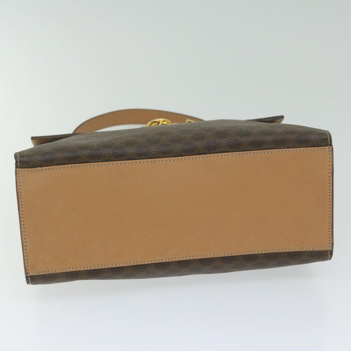 Celine Macadam Canvas Hand Bag PVC Leather Brown Auth am5411