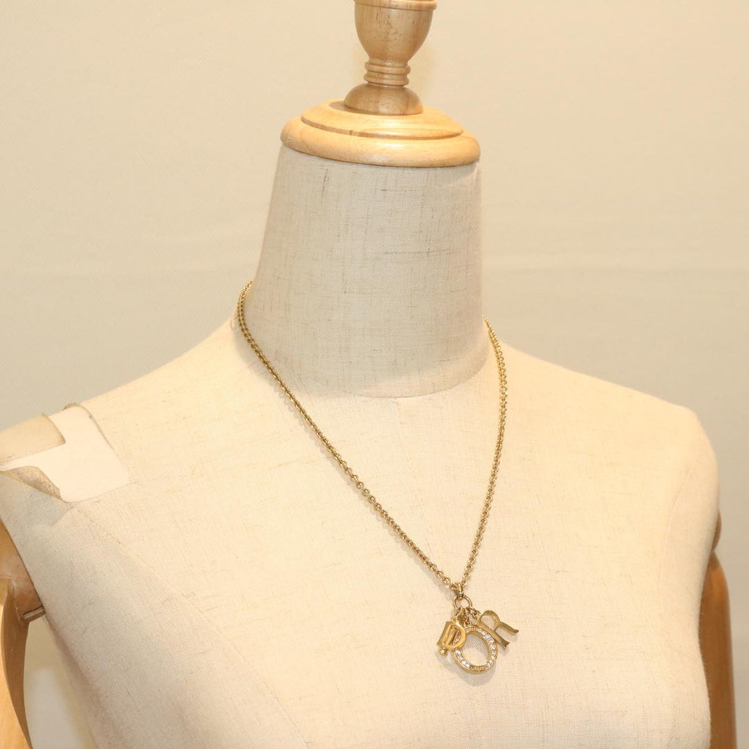 CHRISTIAN Top quality Dior Necklace metal Gold Auth am5526