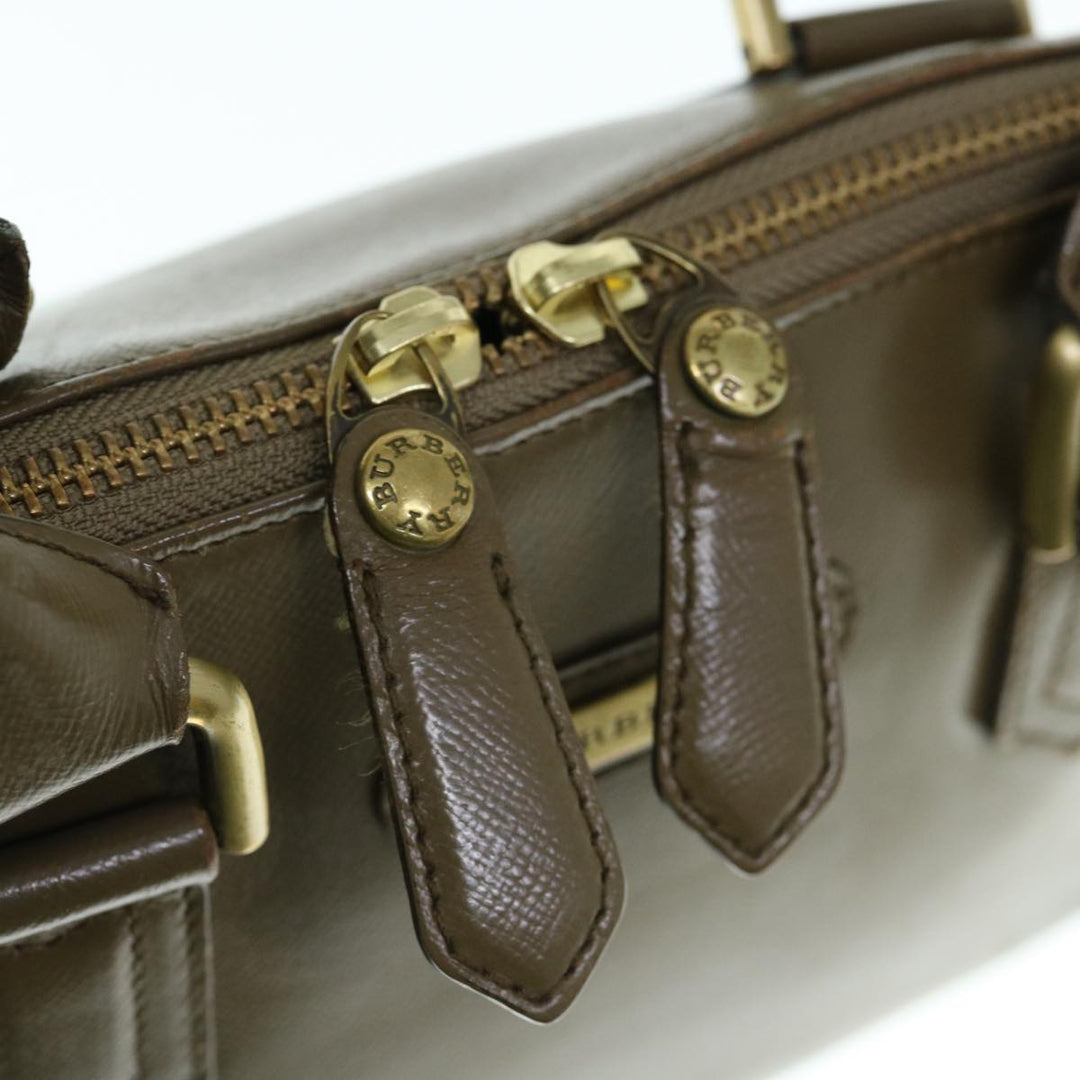 Burberry Hand Bag Leather 2way Brown Auth am5601