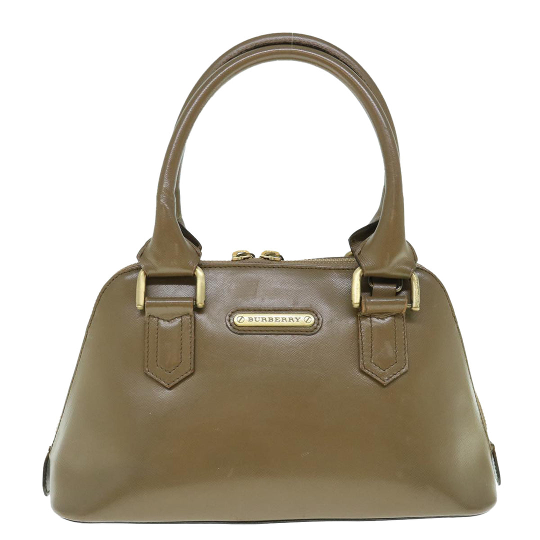 Burberry Hand Bag Leather 2way Brown Auth am5601