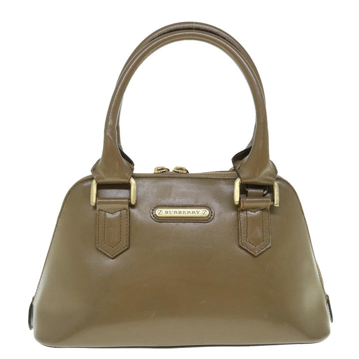 Burberry Hand Bag Leather 2way Brown Auth am5601