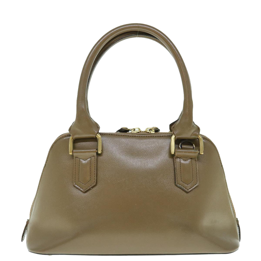 Burberry Hand Bag Leather 2way Brown Auth am5601