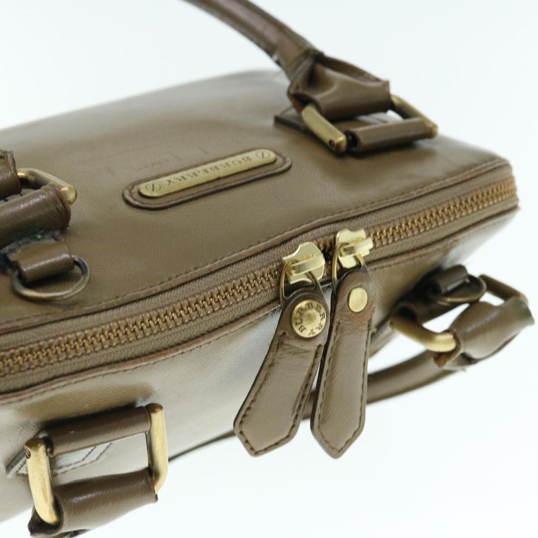 Burberry Hand Bag Leather 2way Brown Auth am5601