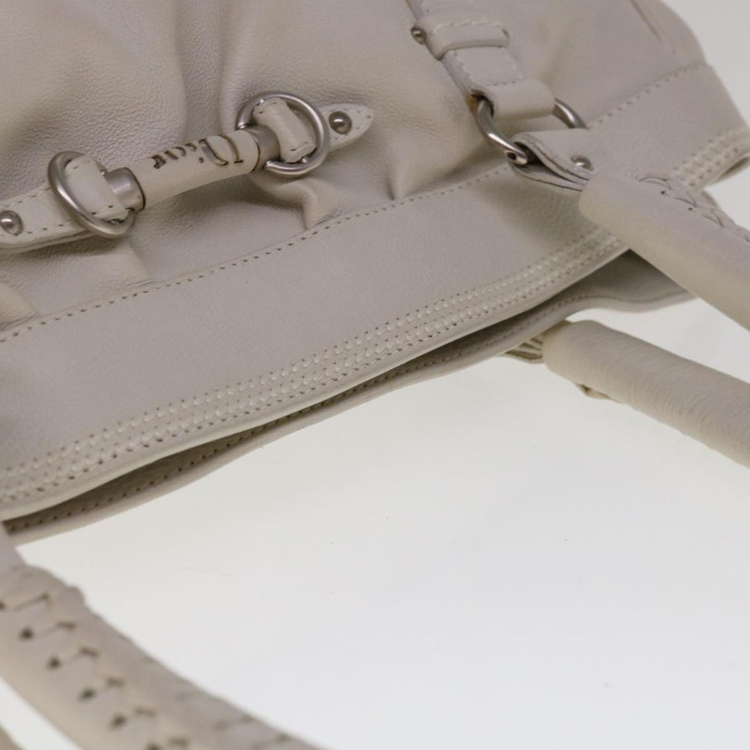 CHRISTIAN Top quality Dior Tote Bag Leather White Auth am5702