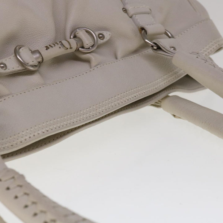 CHRISTIAN Top quality Dior Tote Bag Leather White Auth am5702