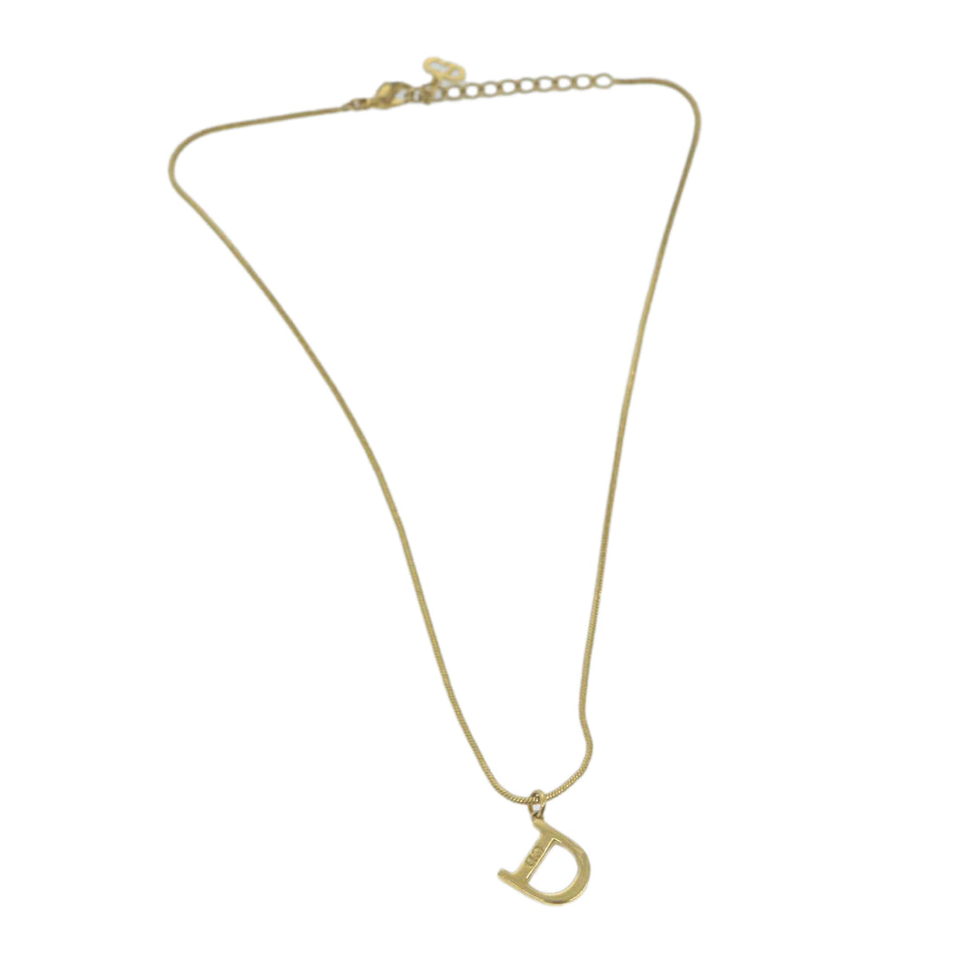 CHRISTIAN Top quality Dior Necklace metal Gold Auth am5728