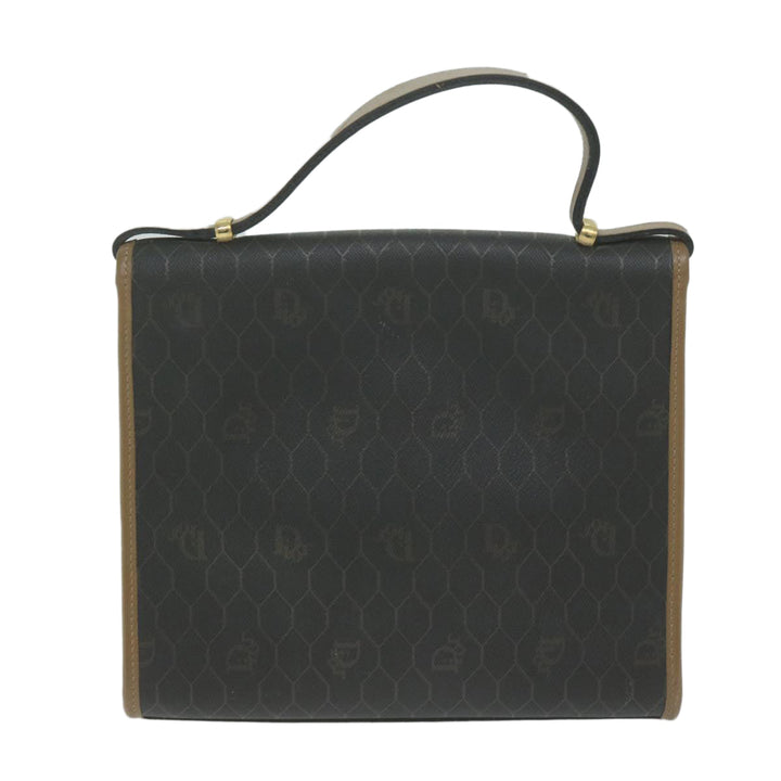 CHRISTIAN Top quality Dior Honeycomb Canvas Hand Bag PVC Leather Black Auth am5756