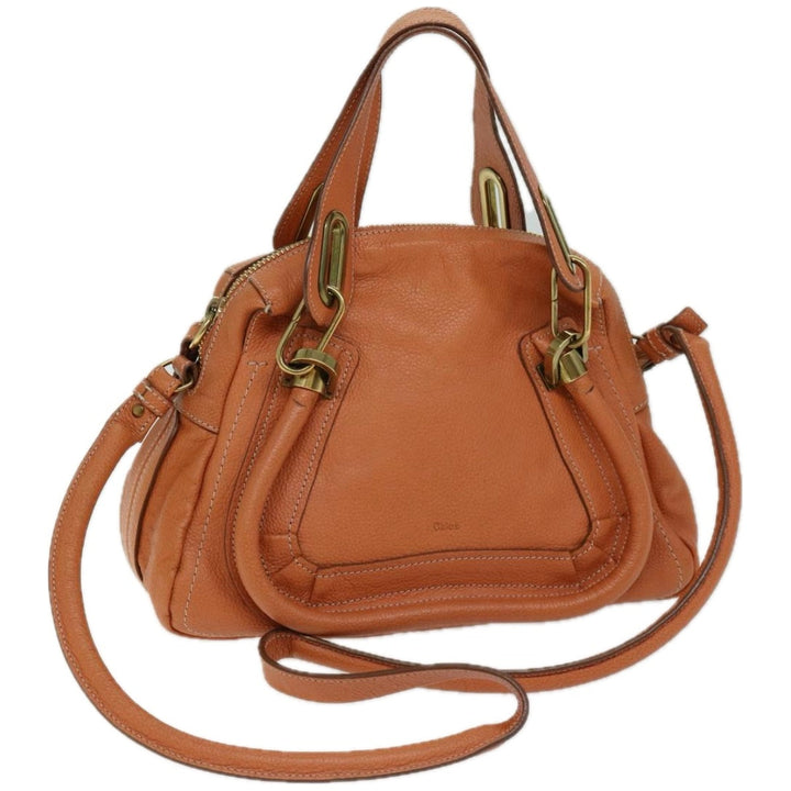 Chloe Paraty Hand Bag Leather Orange am5796