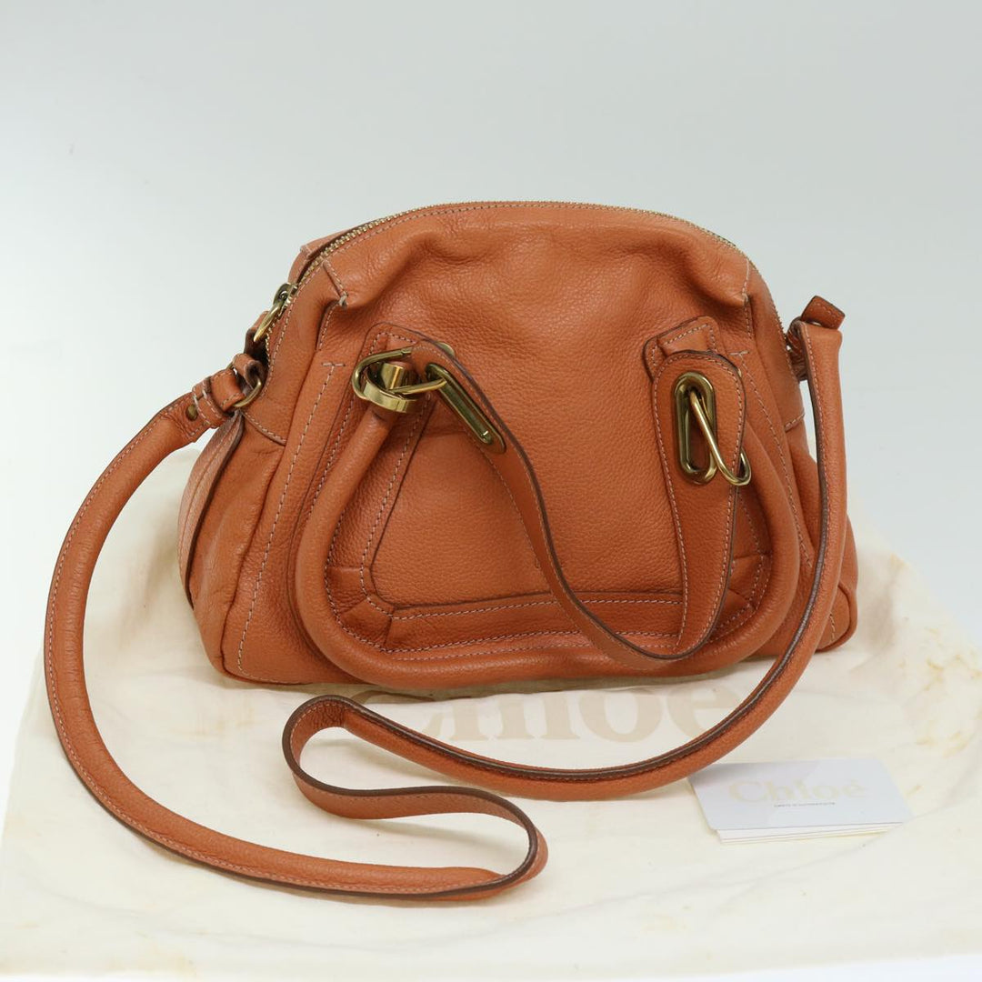 Chloe Paraty Hand Bag Leather Orange am5796