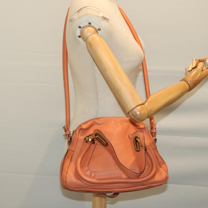 Chloe Paraty Hand Bag Leather Orange am5796