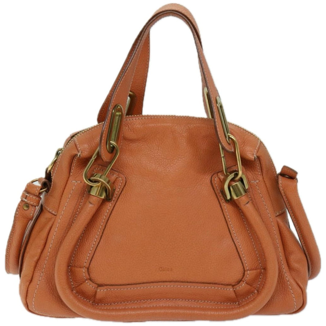 Chloe Paraty Hand Bag Leather Orange am5796