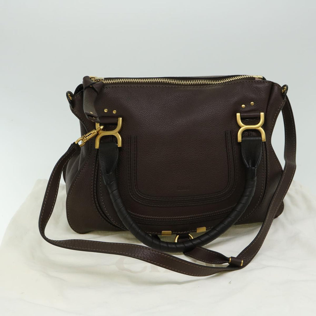 Chloe Mercy Hand Bag Leather 2way Brown am5851