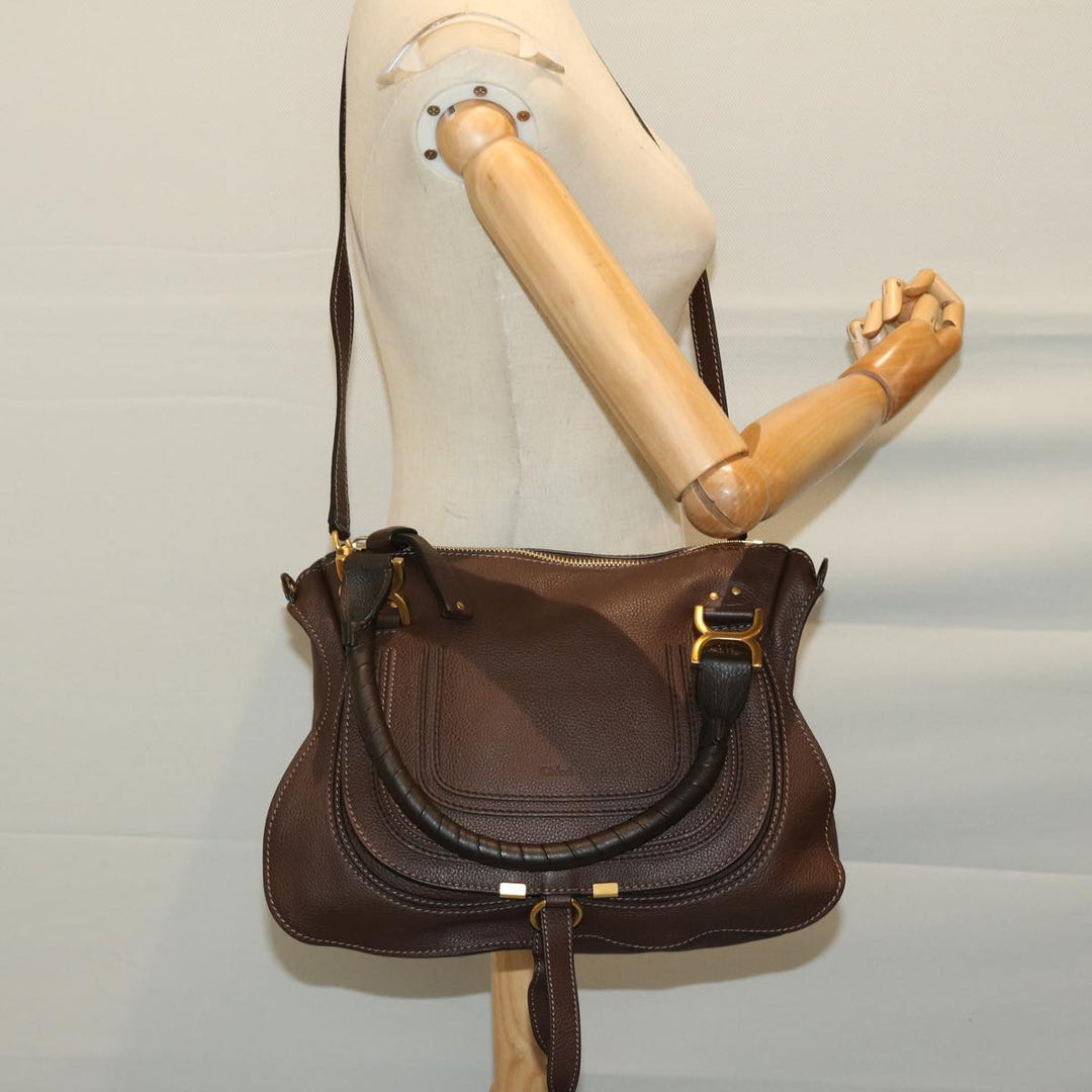 Chloe Mercy Hand Bag Leather 2way Brown am5851