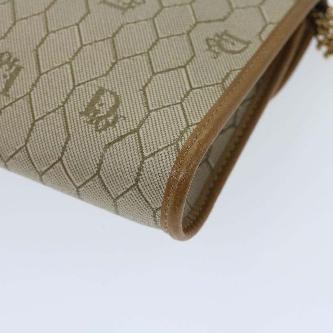 CHRISTIAN Dior Honeycomb Canvas Chain Shoulder Bag PVC Beige Auth am5929