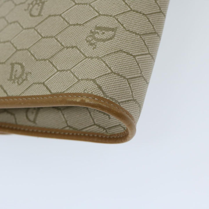CHRISTIAN Dior Honeycomb Canvas Chain Shoulder Bag PVC Beige Auth am5929