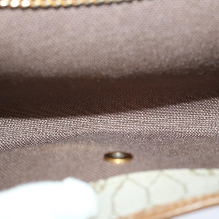 CHRISTIAN Dior Honeycomb Canvas Chain Shoulder Bag PVC Beige Auth am5929