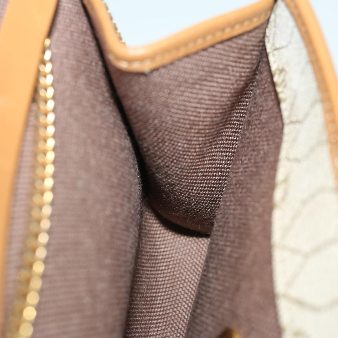 CHRISTIAN Dior Honeycomb Canvas Chain Shoulder Bag PVC Beige Auth am5929