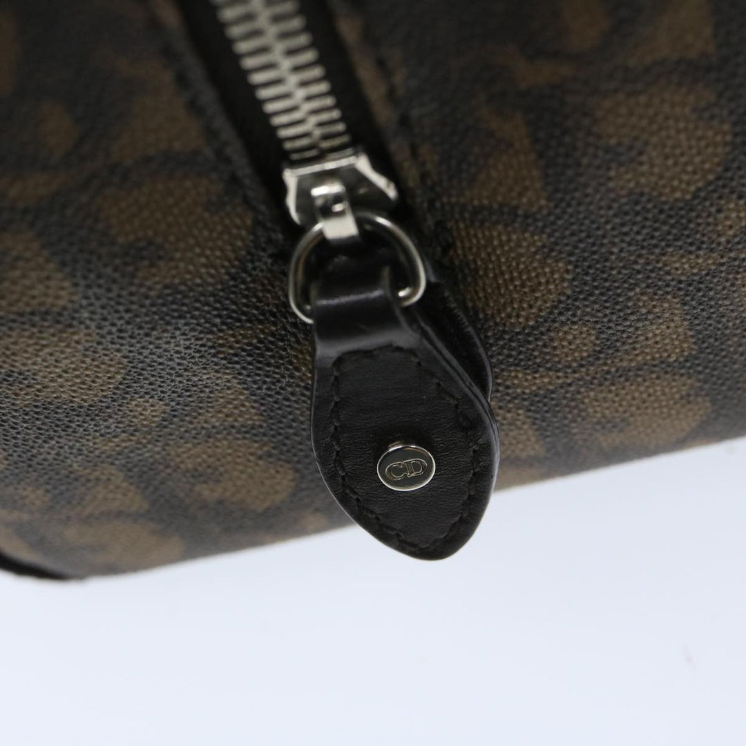 CHRISTIAN Top quality Dior Trotter Canvas Chain Hand Bag PVC Brown Auth am5959
