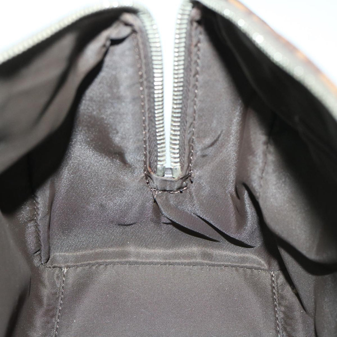 CHRISTIAN Top quality Dior Trotter Canvas Chain Hand Bag PVC Brown Auth am5959