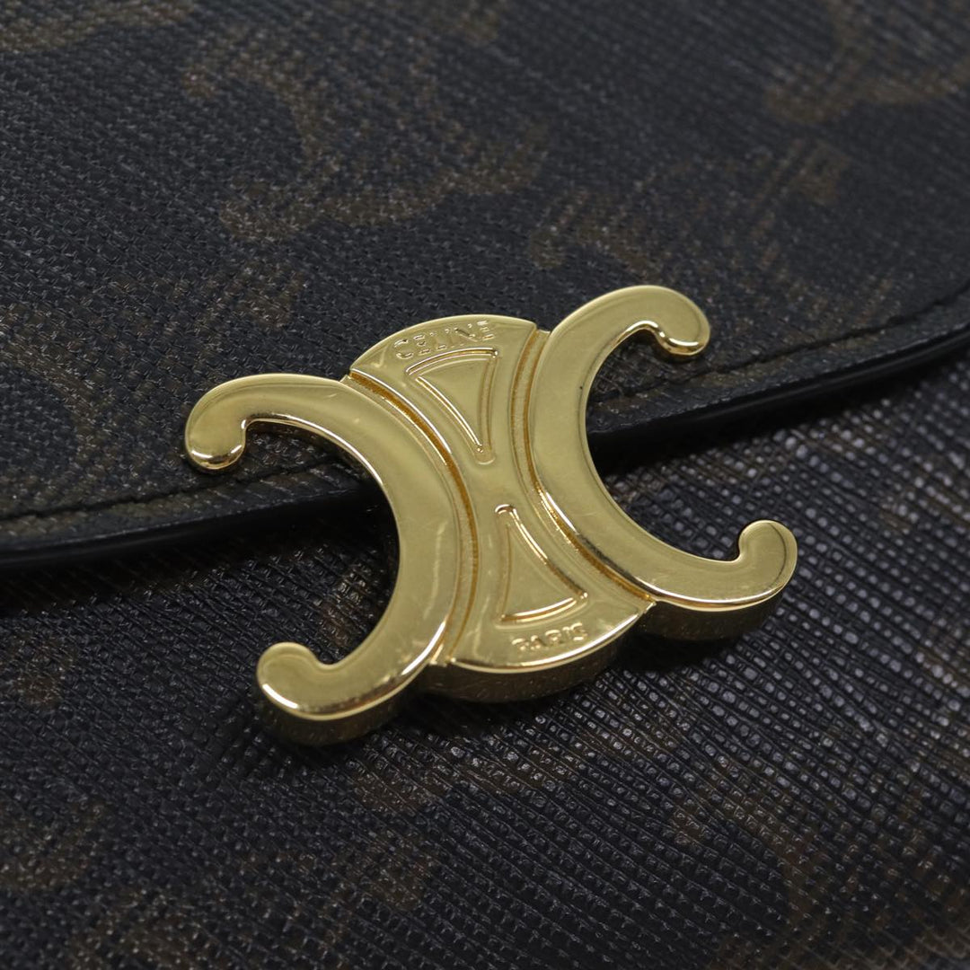 Celine Triomphe Macadam Canvas Wallet PVC Black Auth am6037A
