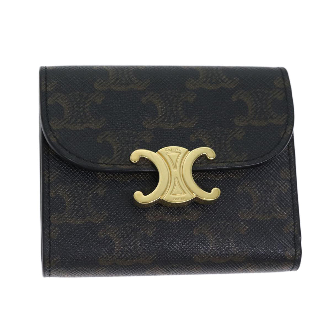 Celine Triomphe Macadam Canvas Wallet PVC Black Auth am6037A