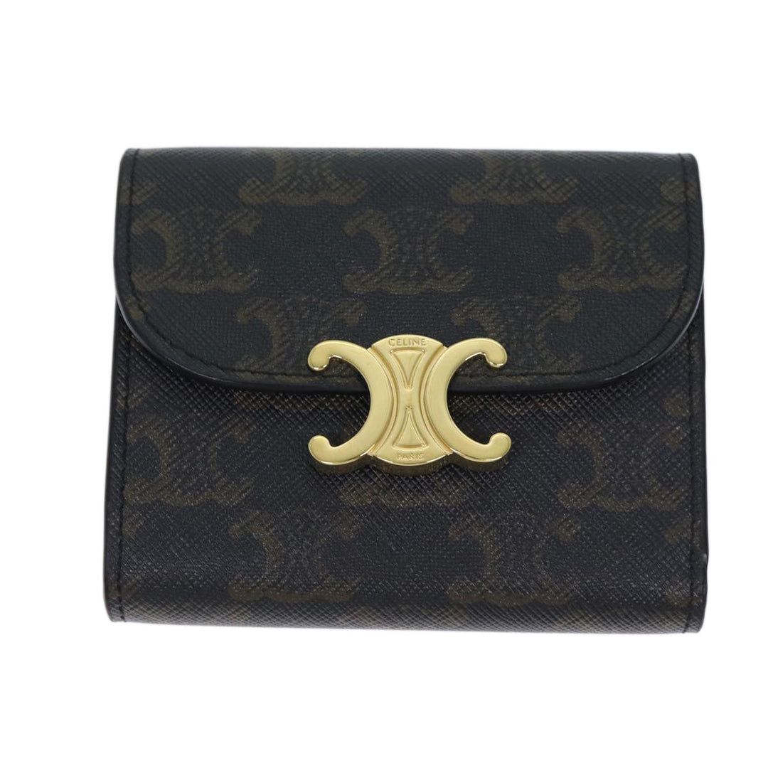 Celine Triomphe Macadam Canvas Wallet PVC Black Auth am6037A