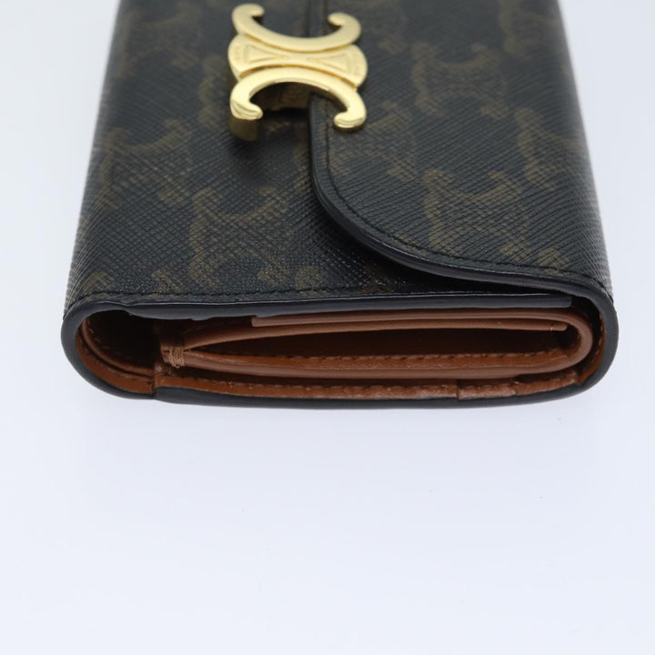 Celine Triomphe Macadam Canvas Wallet PVC Black Auth am6037A