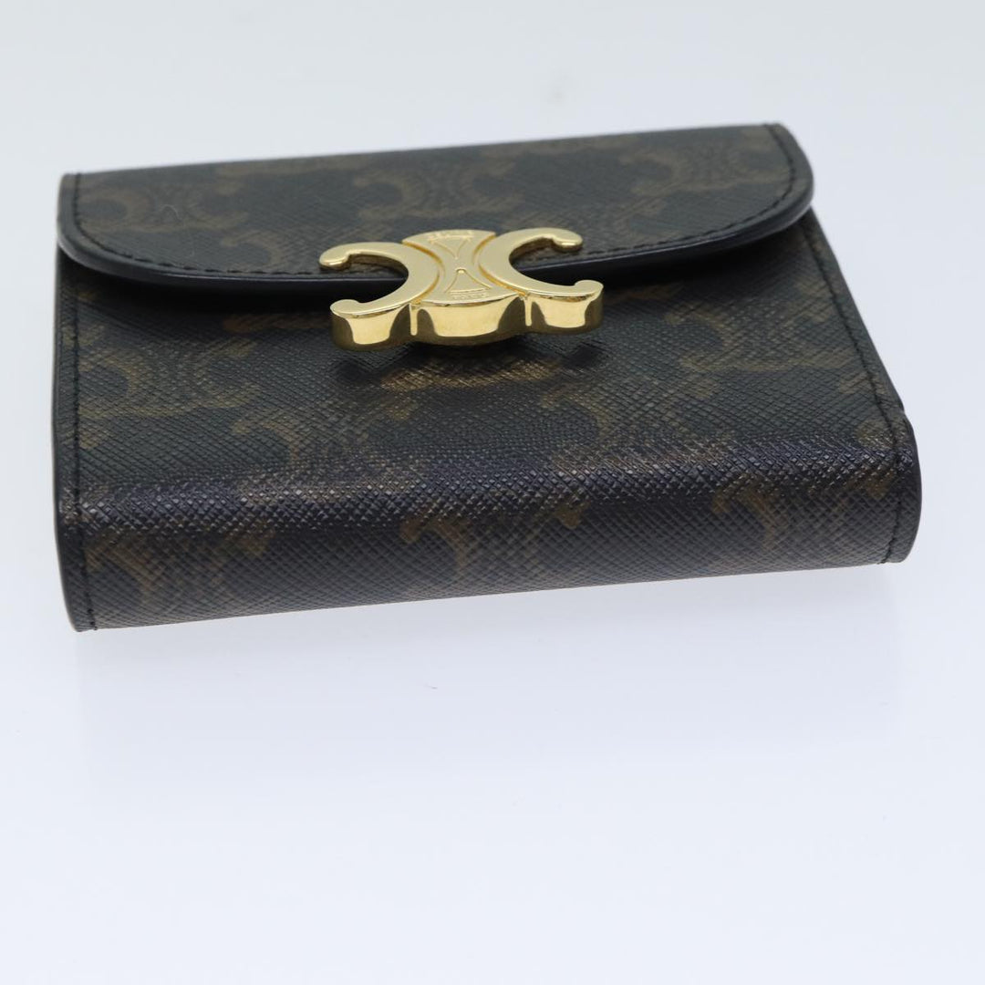 Celine Triomphe Macadam Canvas Wallet PVC Black Auth am6037A