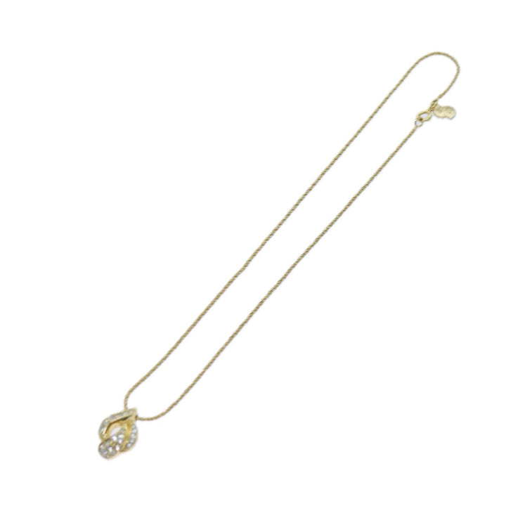 CHRISTIAN Top quality Dior Earring Necklace Set Gold Auth am6081