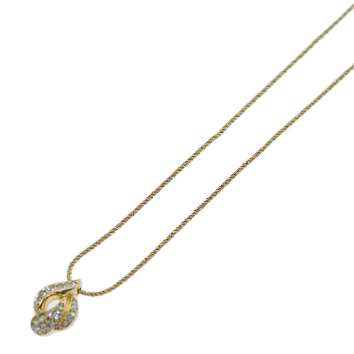 CHRISTIAN Top quality Dior Earring Necklace Set Gold Auth am6081