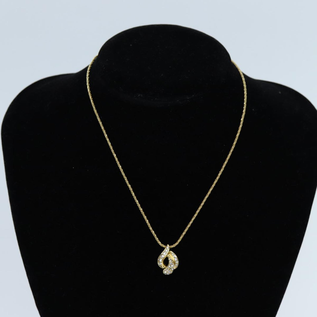CHRISTIAN Top quality Dior Earring Necklace Set Gold Auth am6081