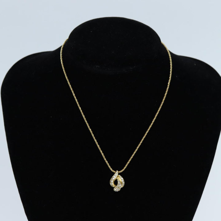CHRISTIAN Top quality Dior Earring Necklace Set Gold Auth am6081