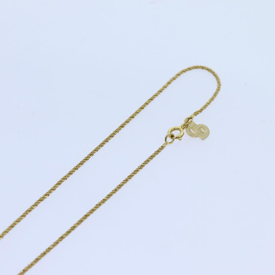 CHRISTIAN Top quality Dior Earring Necklace Set Gold Auth am6081