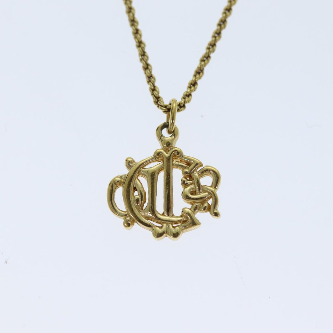 CHRISTIAN Top quality Dior Necklace Metal Gold Auth am6178
