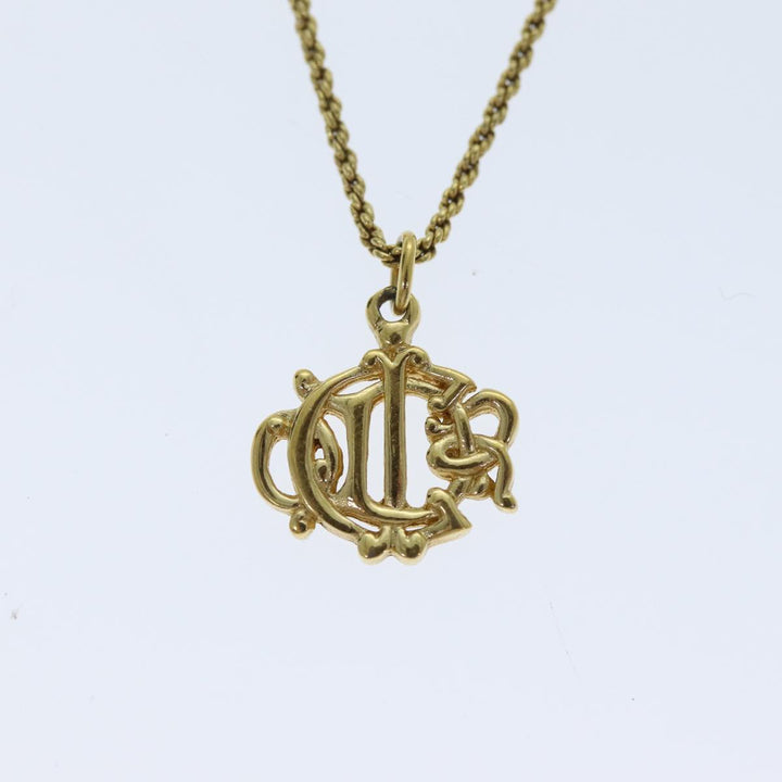 CHRISTIAN Top quality Dior Necklace Metal Gold Auth am6178