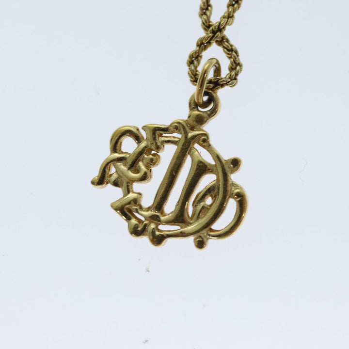 CHRISTIAN Top quality Dior Necklace Metal Gold Auth am6178